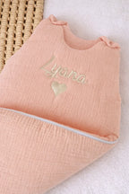Personalized baby sleeping bag in cotton gauze