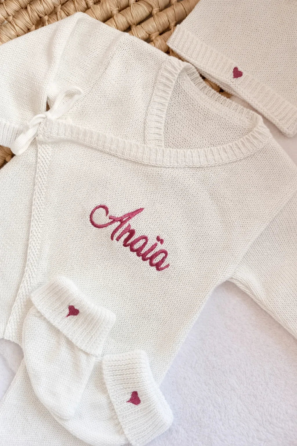 Combinaison naissance personnalisée 100% coton – ensemble 3 pièces