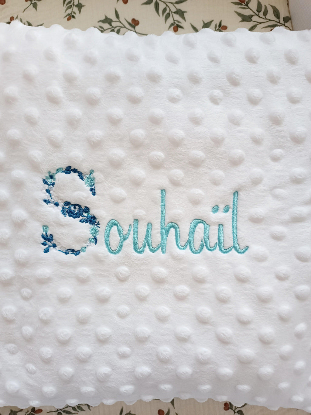 Couverture en minky blanche - personnalisable -