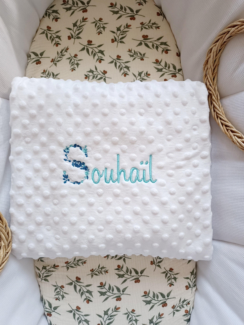 Couverture en minky blanche - personnalisable -