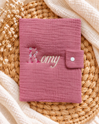Protège carnet de santé personnalisé bébé en gaze de coton