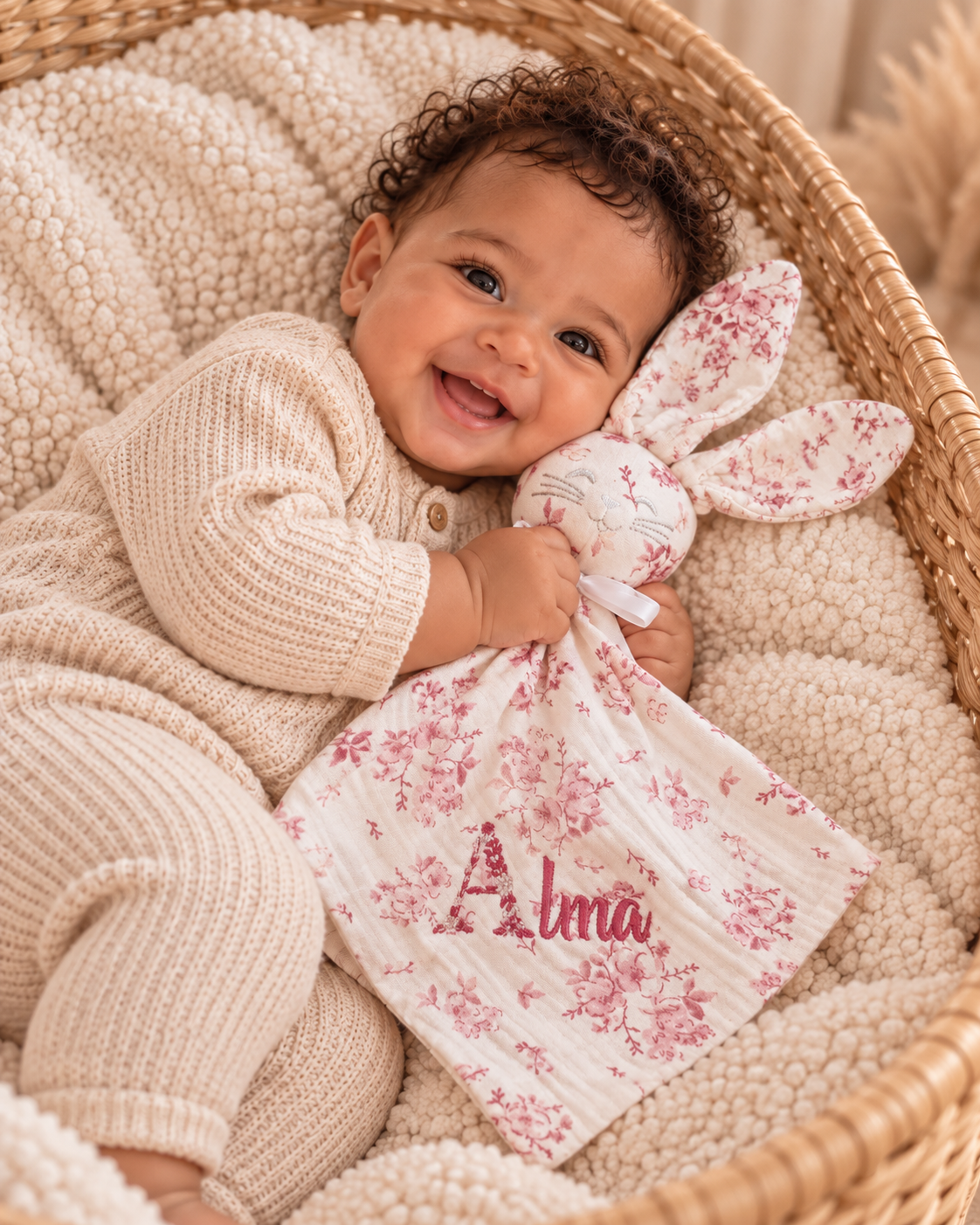 Doudou personnalisé bébé – Fleurs de Coton