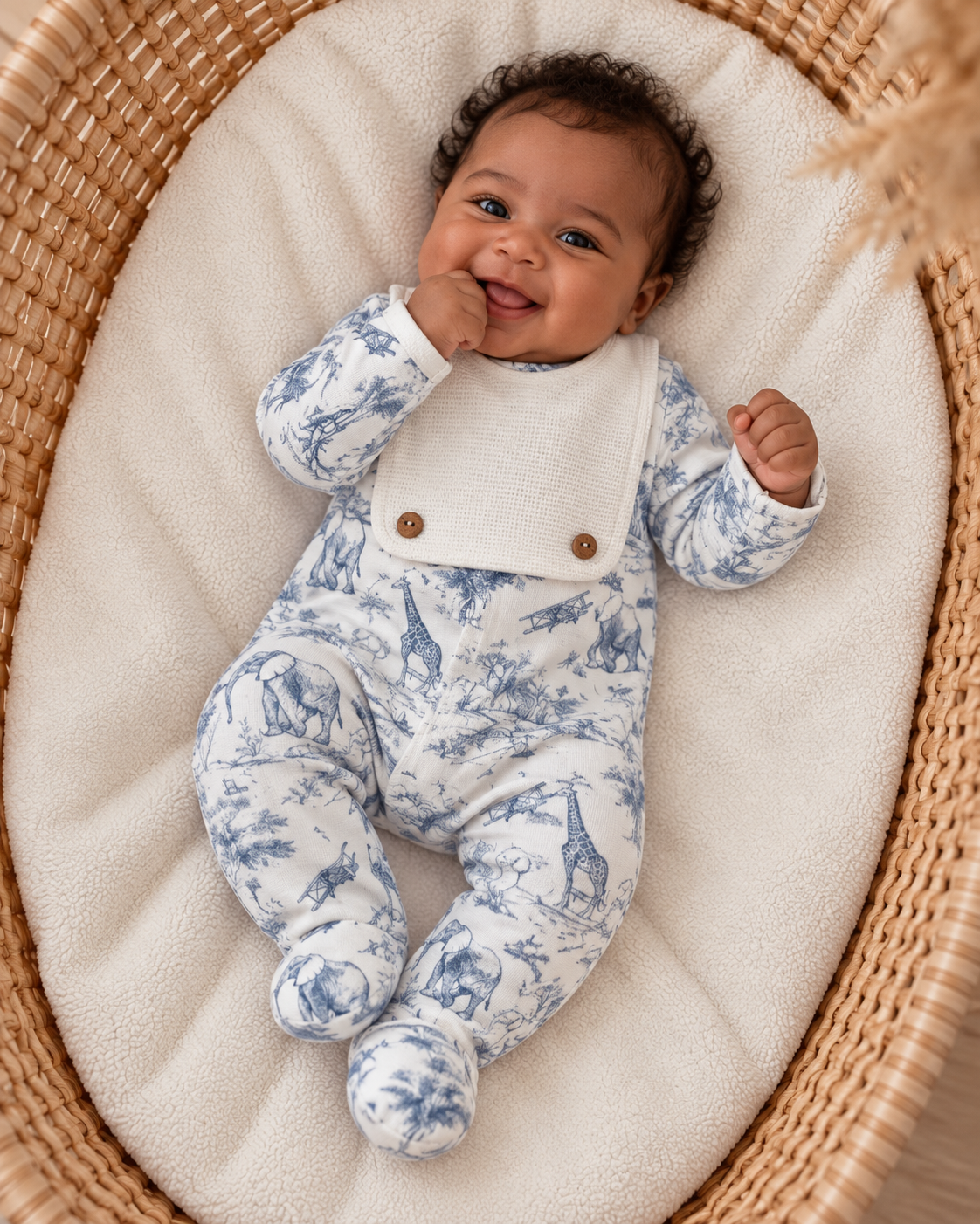 Pyjama personnalisé bébé – 3 pièces en velours 1 pièce - Collection Safari