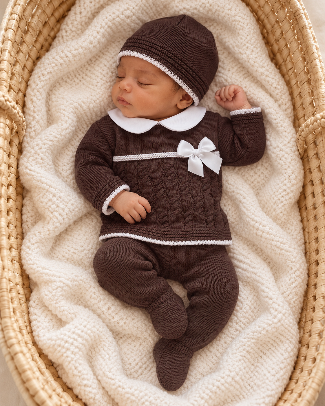 Ensemble naissance 3 pièces en maille « Juliette »