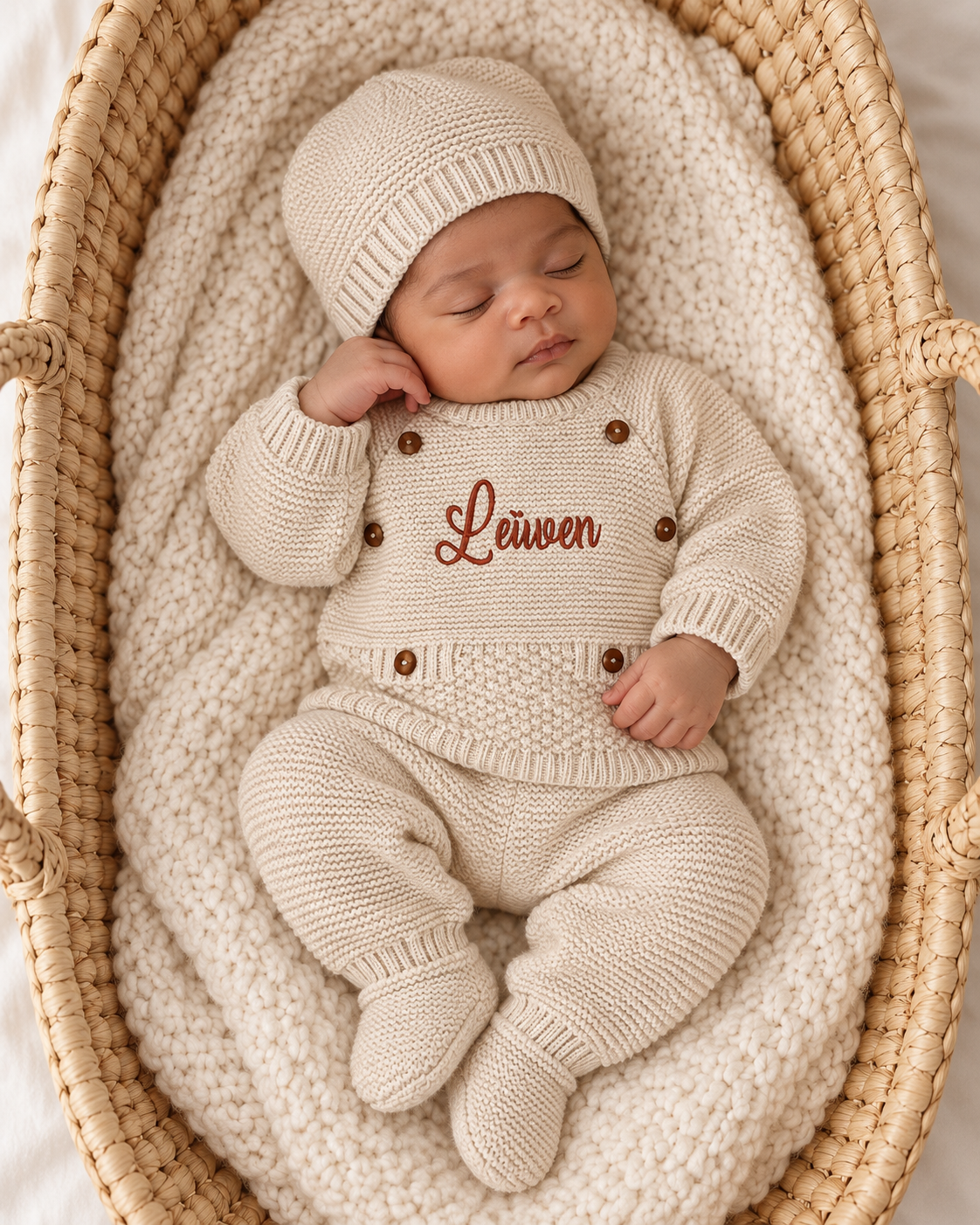 Ensemble naissance en maille personnalisé - Petit cocon