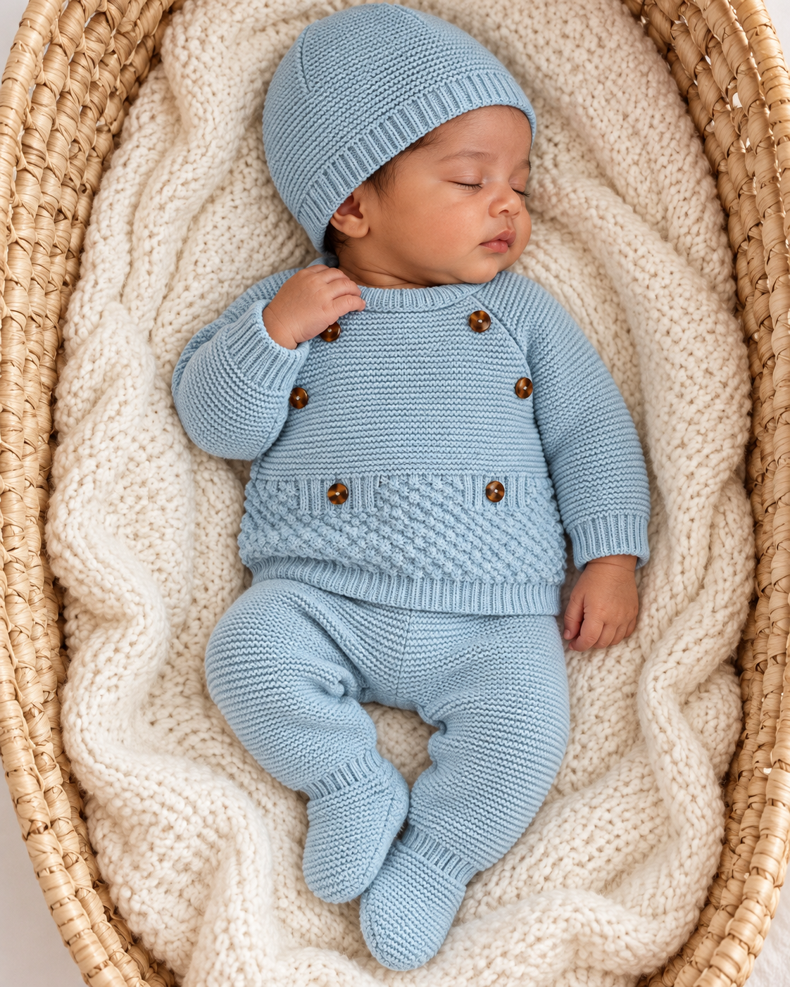 Ensemble naissance en maille personnalisé - Petit cocon
