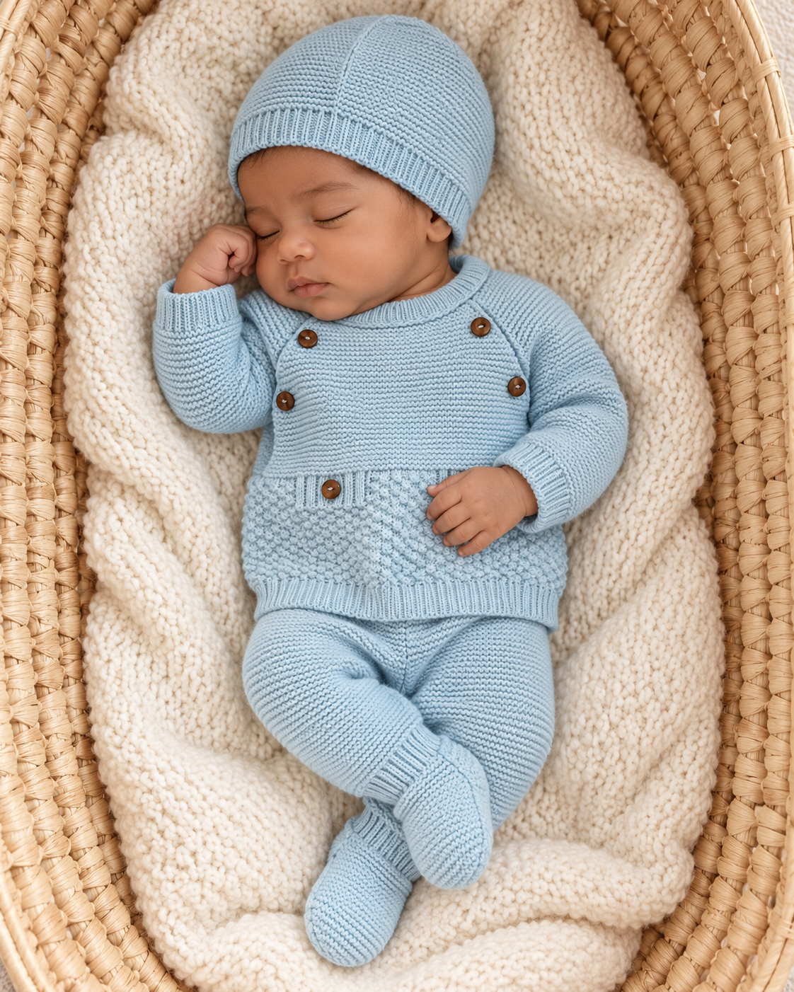 Ensemble naissance en maille personnalisé - Petit cocon