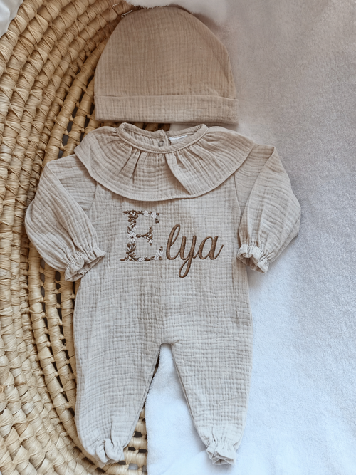 Ruffled all-in-one 100% cotton 0/3 months