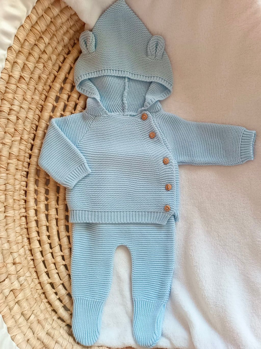 Tenue de naissance personnalisée oreilles ours – 2 pièces avec legging pieds 0-3 mois