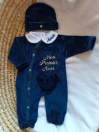 Ensemble bébé Mon Premier Noel brodé - 4 pièces en velours - 0/3 mois