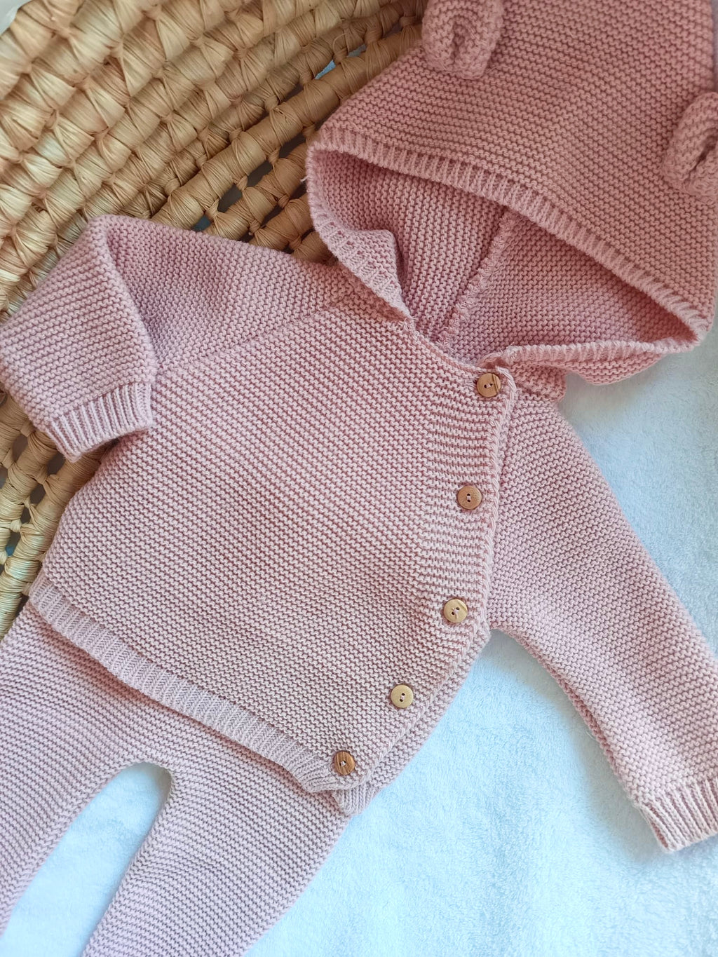 Tenue de naissance personnalisée oreilles ours – 2 pièces avec legging pieds 0-3 mois