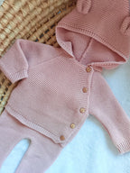 Tenue de naissance personnalisée oreilles ours – 2 pièces avec legging pieds 0-3 mois