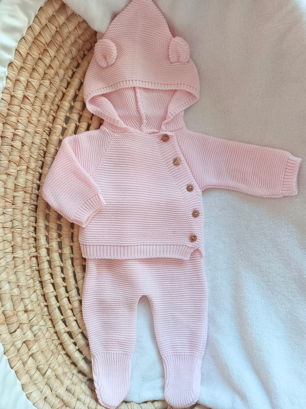 Tenue de naissance personnalisée oreilles ours – 2 pièces avec legging pieds 0-3 mois