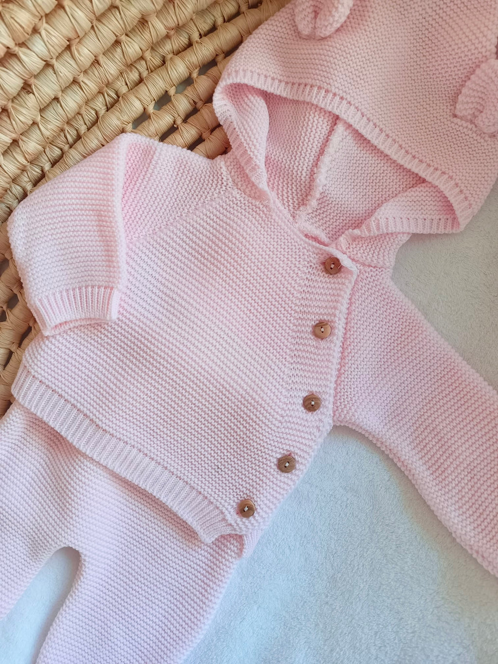 Tenue de naissance personnalisée oreilles ours – 2 pièces avec legging pieds 0-3 mois