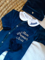 Ensemble bébé Mon Premier Noel brodé - 4 pièces en velours - 0/3 mois