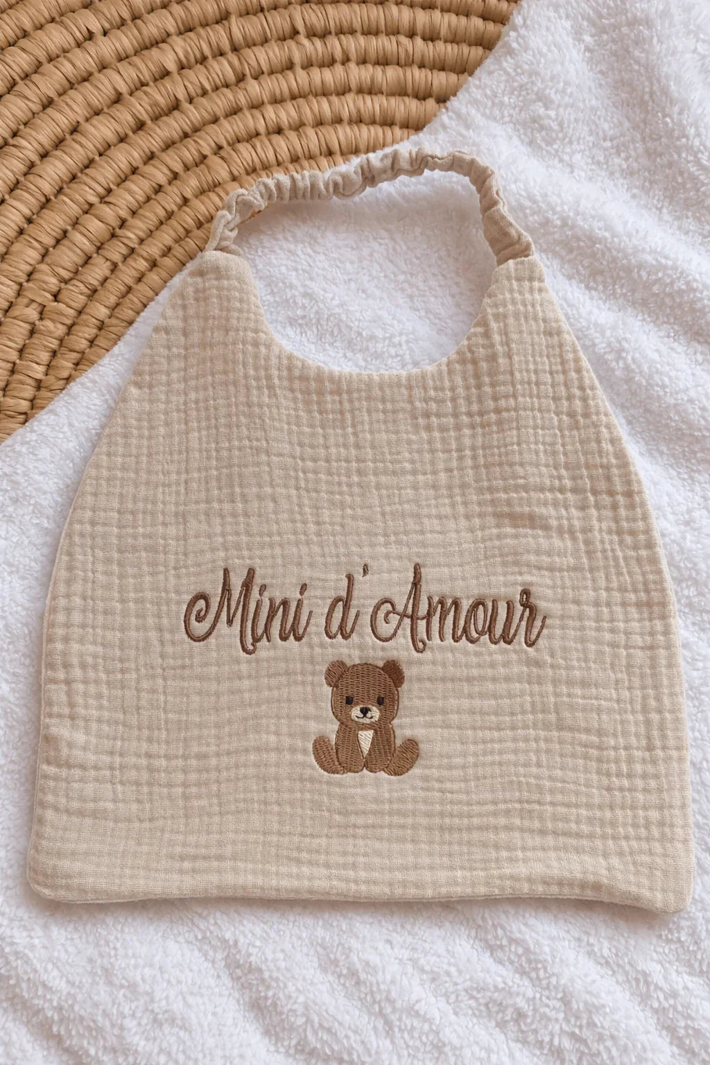 Bavoir personnalisé bébé en gaze de coton