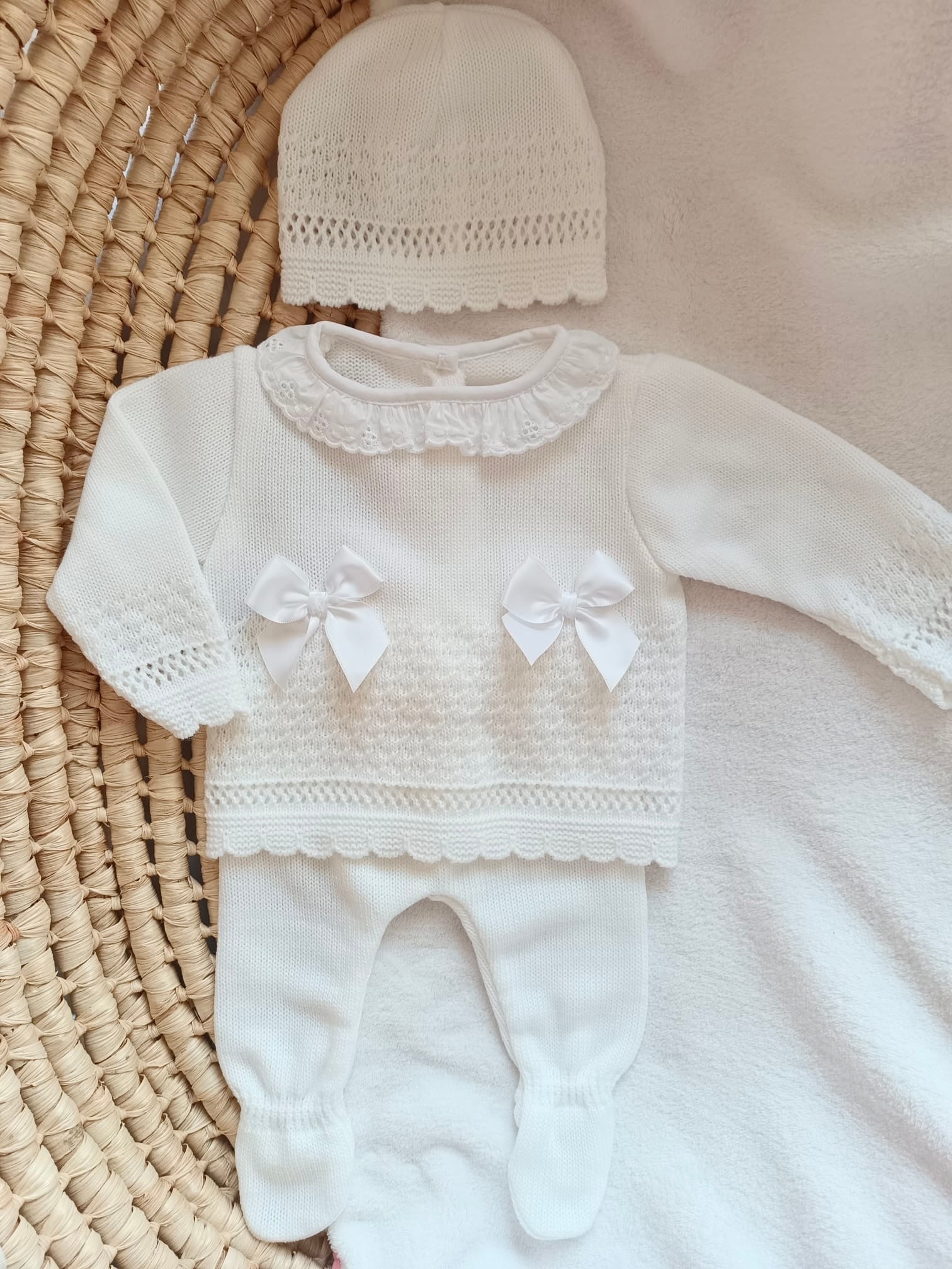 Ensemble naissance en maille personnalisé - Douce Romance