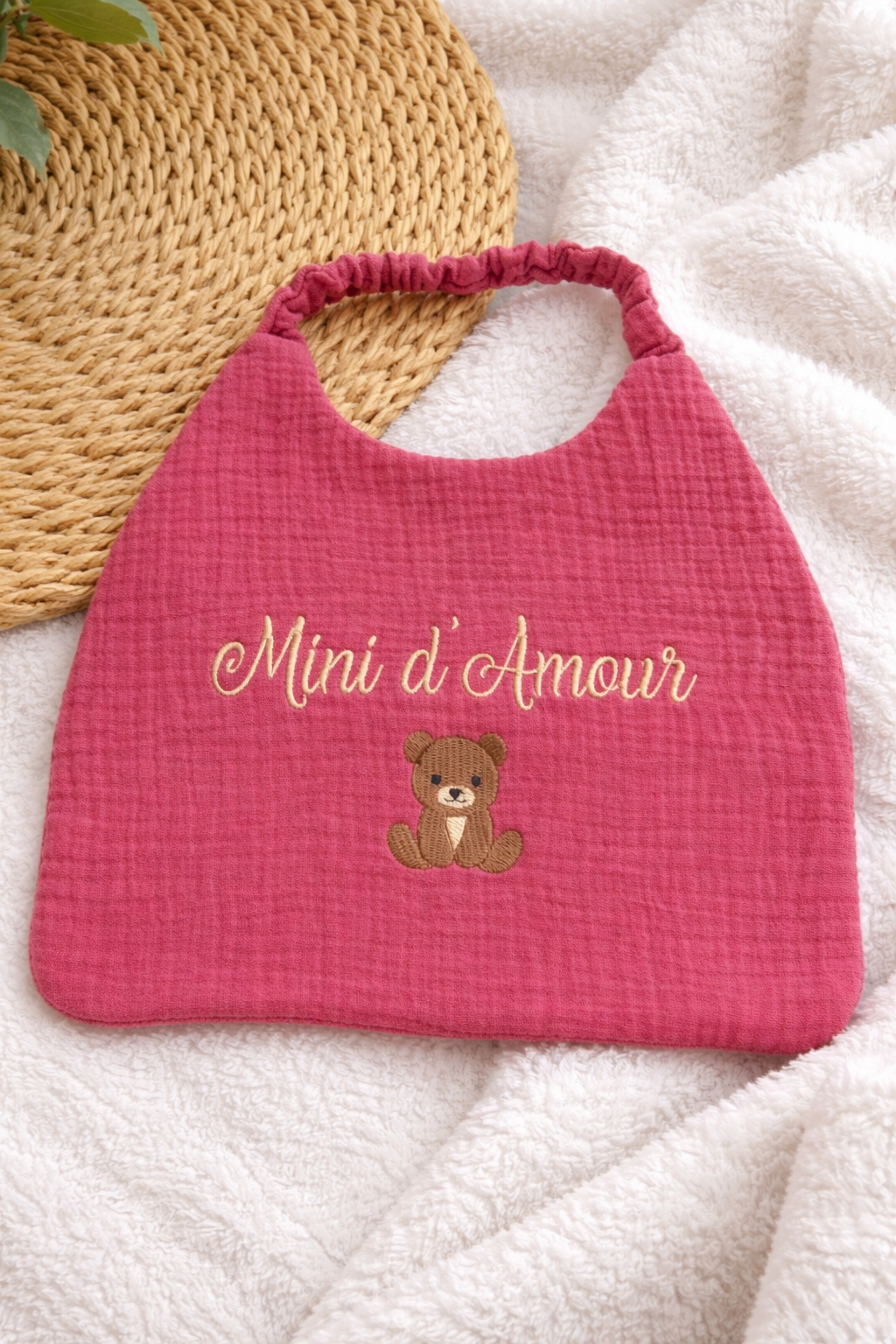 Bavoir personnalisé bébé en gaze de coton