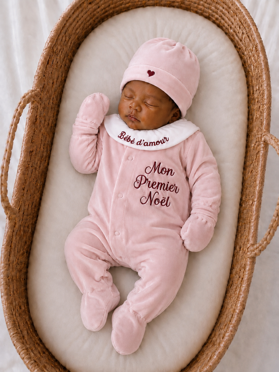 Ensemble pyjama velours 3 pièces + body ml avec col - MON PREMIER NOËL - 0/3 mois