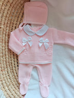 Ensemble naissance en maille personnalisé - Tendre Rosée