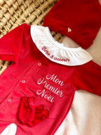 Ensemble pyjama velours 3 pièces + body ml avec col - MON PREMIER NOËL - 0/3 mois