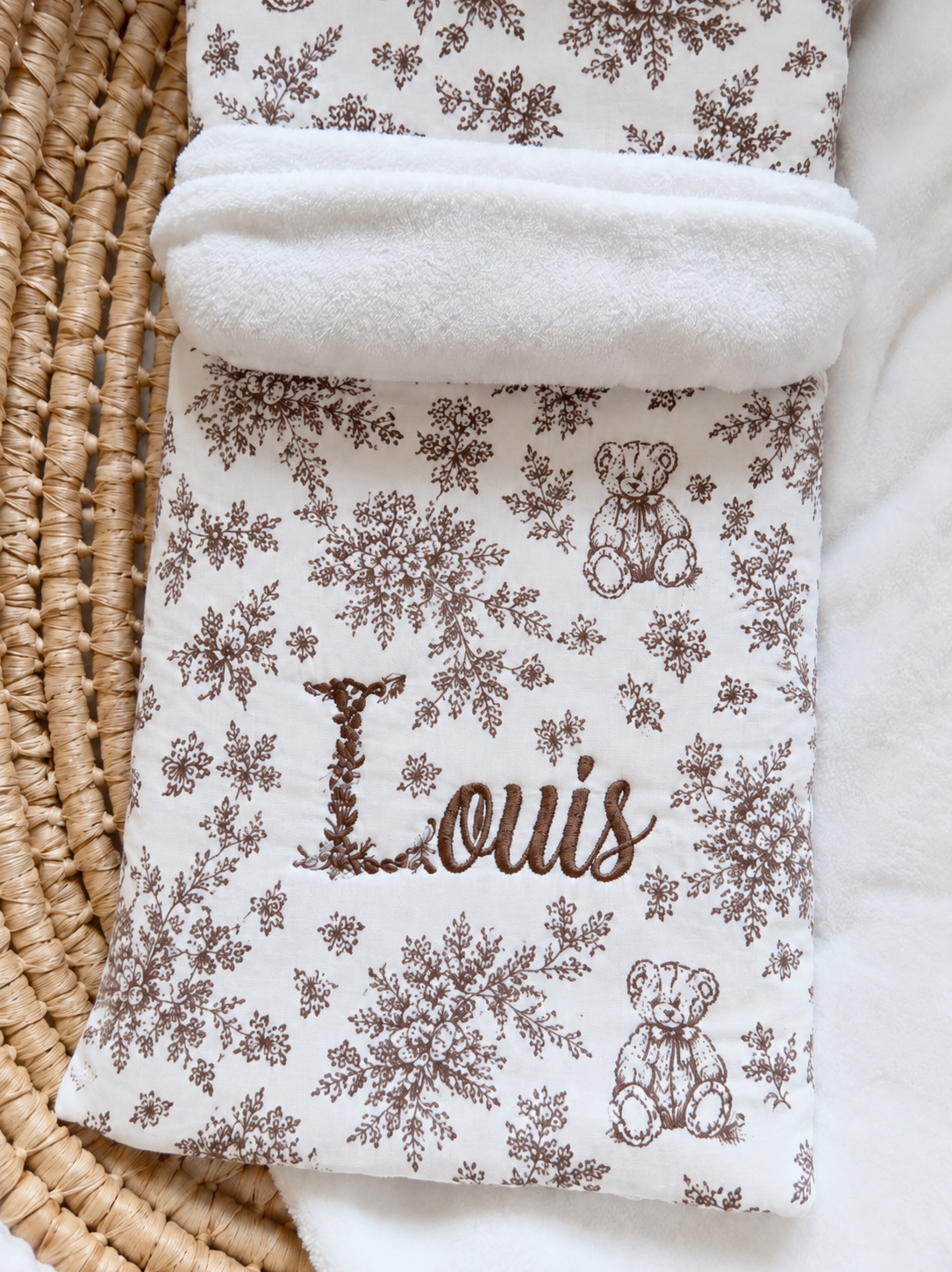 Couverture bébé personnalisée en gaze de coton - Rêve d'Ourson