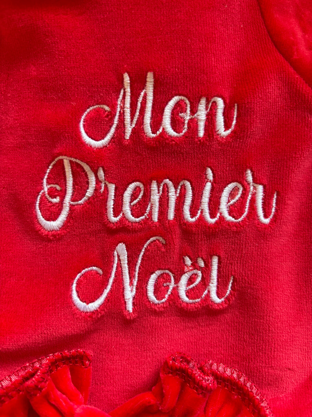 Ensemble pyjama velours 3 pièces + body ml avec col - MON PREMIER NOËL - 0/3 mois