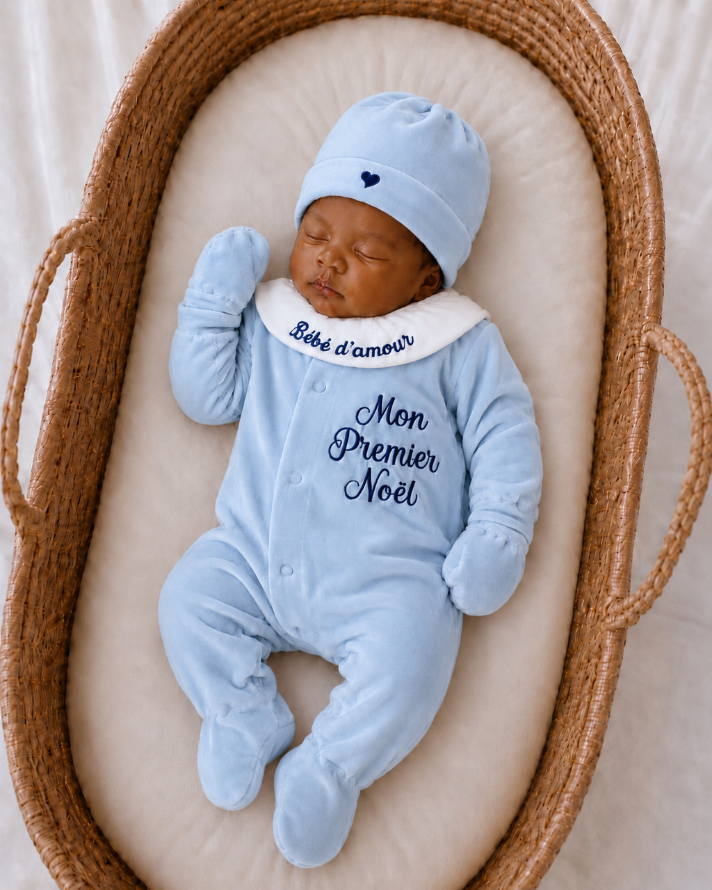 Ensemble pyjama velours 3 pièces + body ml avec col - MON PREMIER NOËL - 0/3 mois