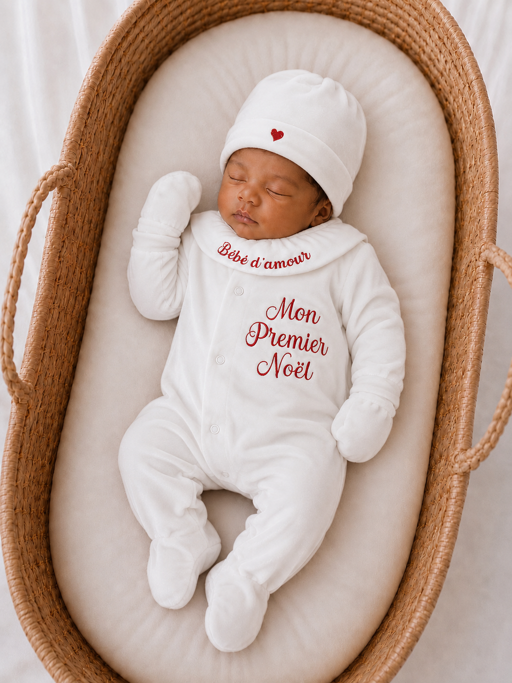 Ensemble pyjama velours 3 pièces + body ml avec col - MON PREMIER NOËL - 0/3 mois