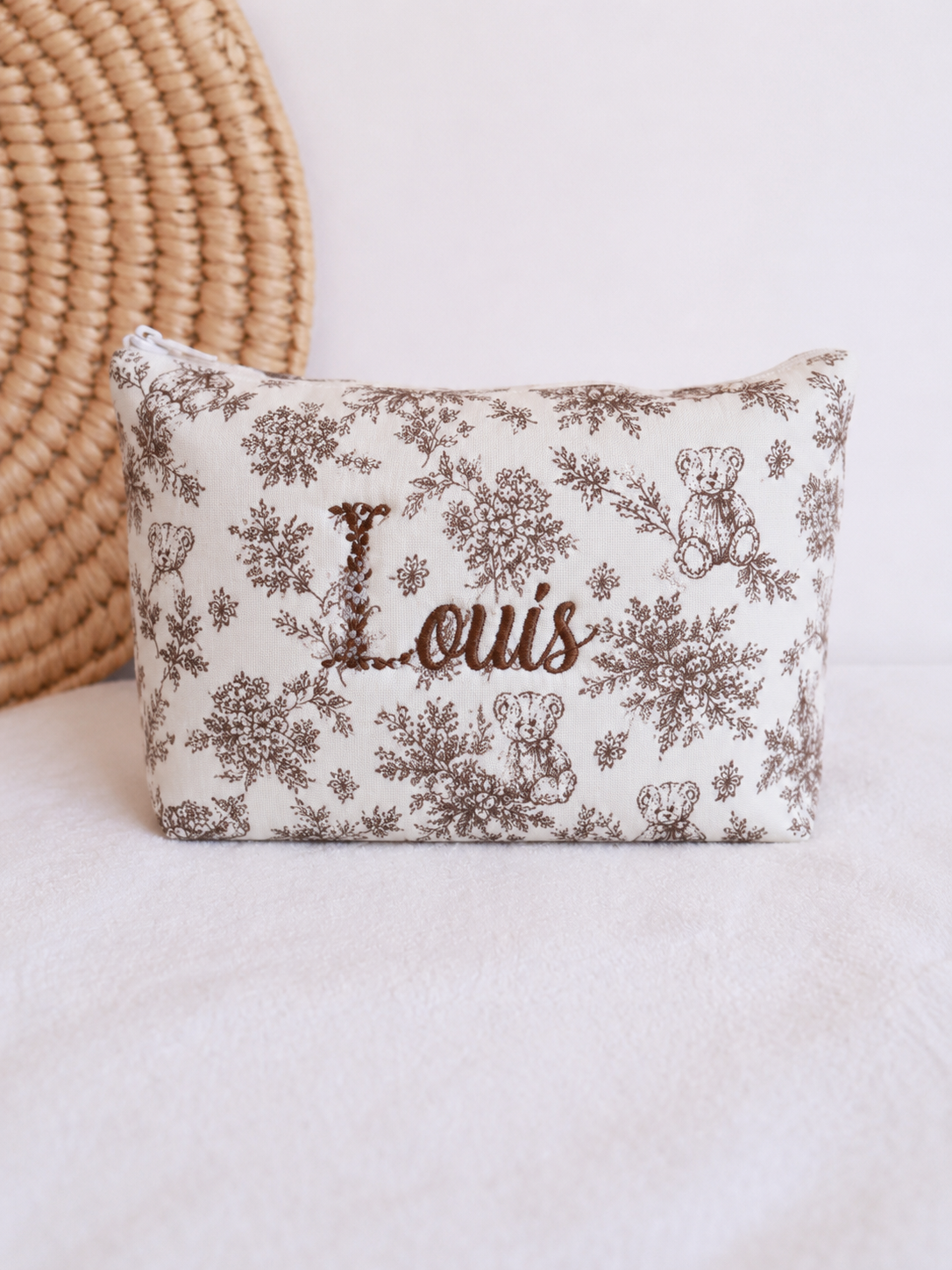 Trousse bébé personnalisée en gaze de coton - Rêve d'Ourson