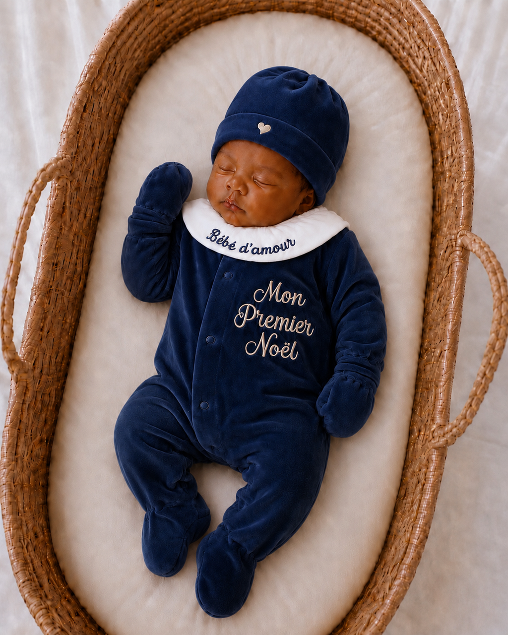 Ensemble pyjama velours 3 pièces + body ml avec col - MON PREMIER NOËL - 0/3 mois