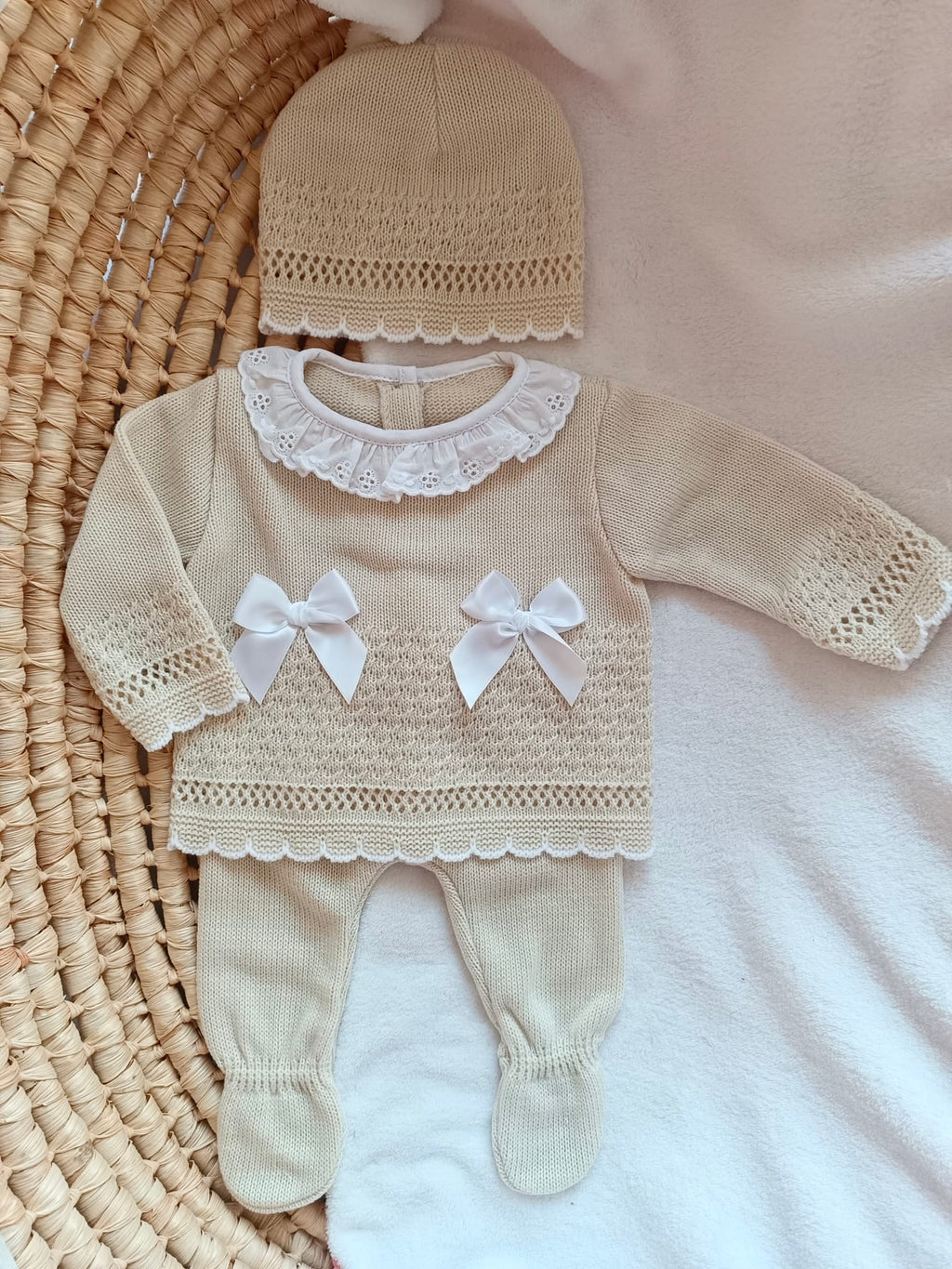 Ensemble naissance en maille personnalisé - Douce Romance