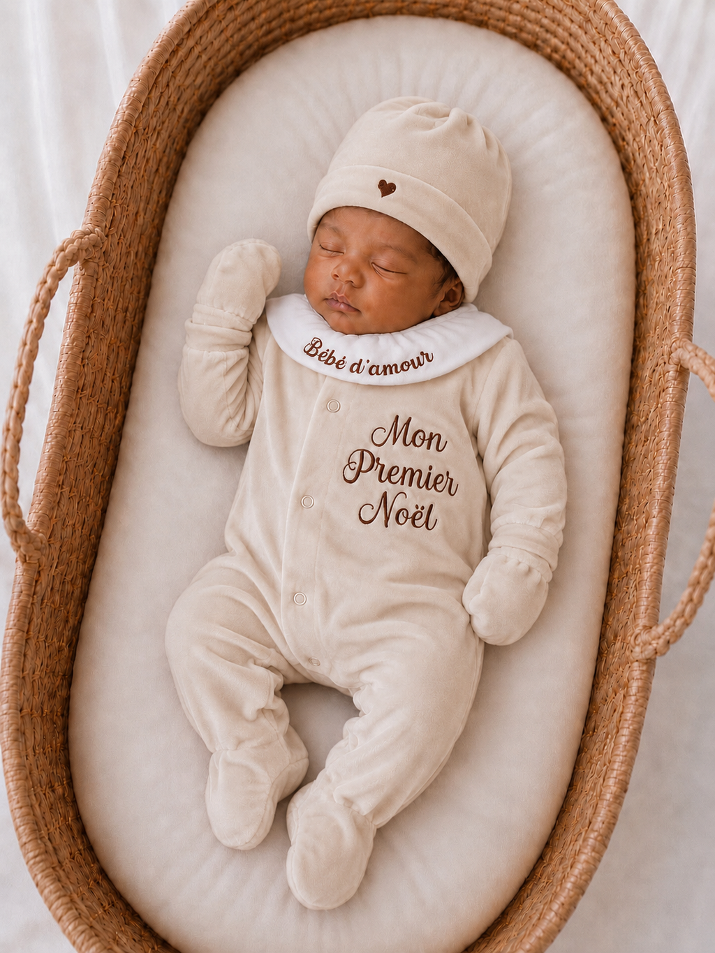 Ensemble pyjama velours 3 pièces + body ml avec col - MON PREMIER NOËL - 0/3 mois