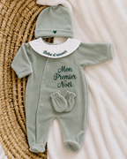 Ensemble pyjama velours 3 pièces + body ml avec col - MON PREMIER NOËL - 0/3 mois