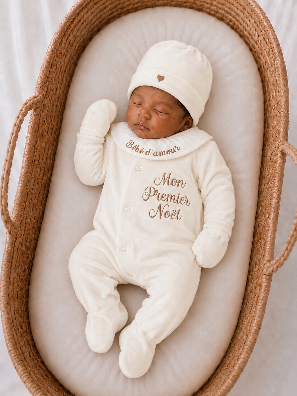 Ensemble pyjama velours 3 pièces + body ml avec col - MON PREMIER NOËL - 0/3 mois