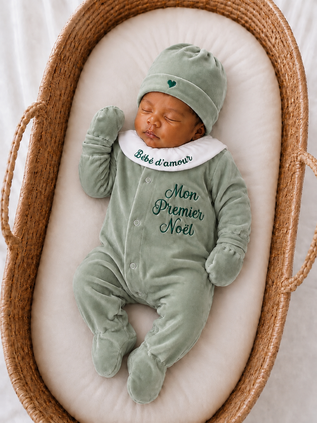 Ensemble pyjama velours 3 pièces + body ml avec col - MON PREMIER NOËL - 0/3 mois