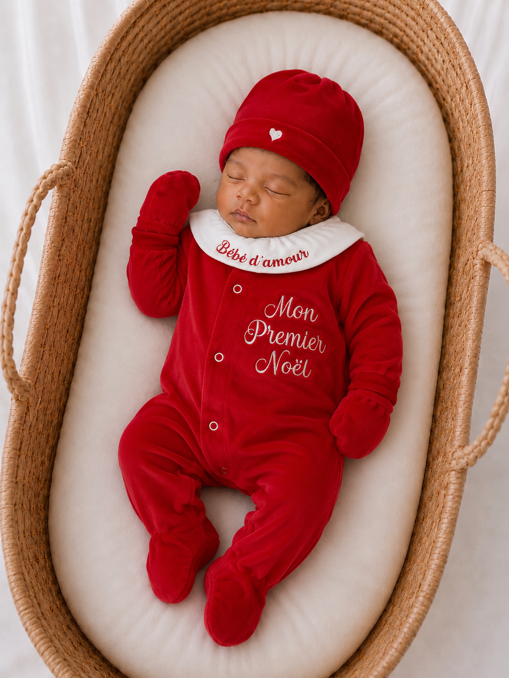 Ensemble pyjama velours 3 pièces + body ml avec col - MON PREMIER NOËL - 0/3 mois